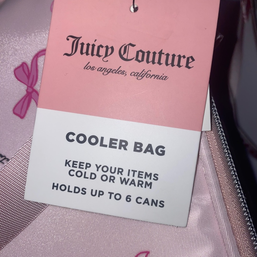 🎀🍒🩷NEW Juicy Couture Insulated Cooler Bag/ Lunch Box pink cherry Bows Hearts - Picture 8 of 10